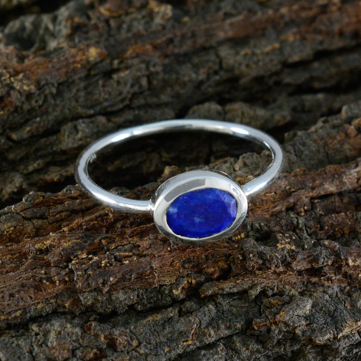 Lapis Lazuli Solitaire Turkish 925 Silver Blue Gemstone Elegant Romantic Ring Jewelry - Image 3