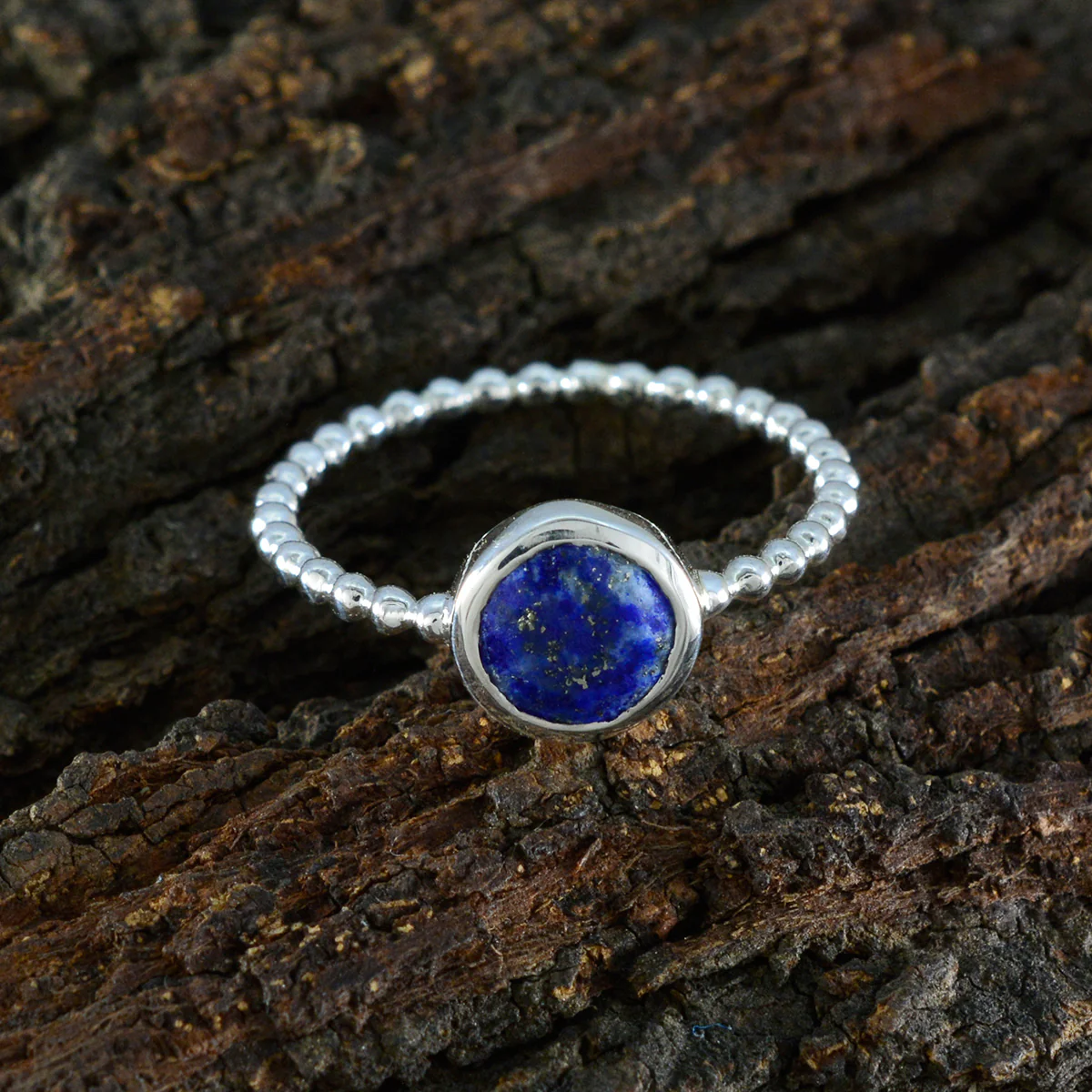 Lapis Lazuli Solitaire Turkish Silver Blue Gemstone Delicate Twist Ring Jewelry - Image 3