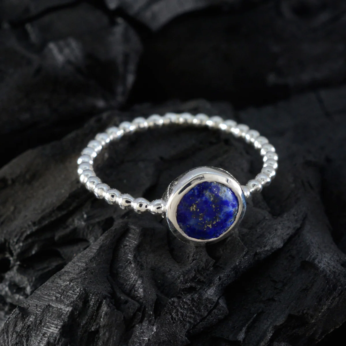 Lapis Lazuli Solitaire Turkish Silver Blue Gemstone Delicate Twist Ring Jewelry - Image 4