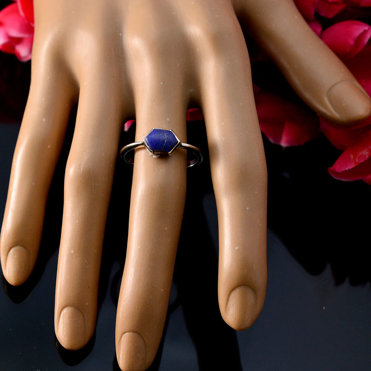 Lapis Lazuli Solitaire Turkish Sterling Silver Blue Gemstones Dainty Artisan Ring Jewelry - Image 5