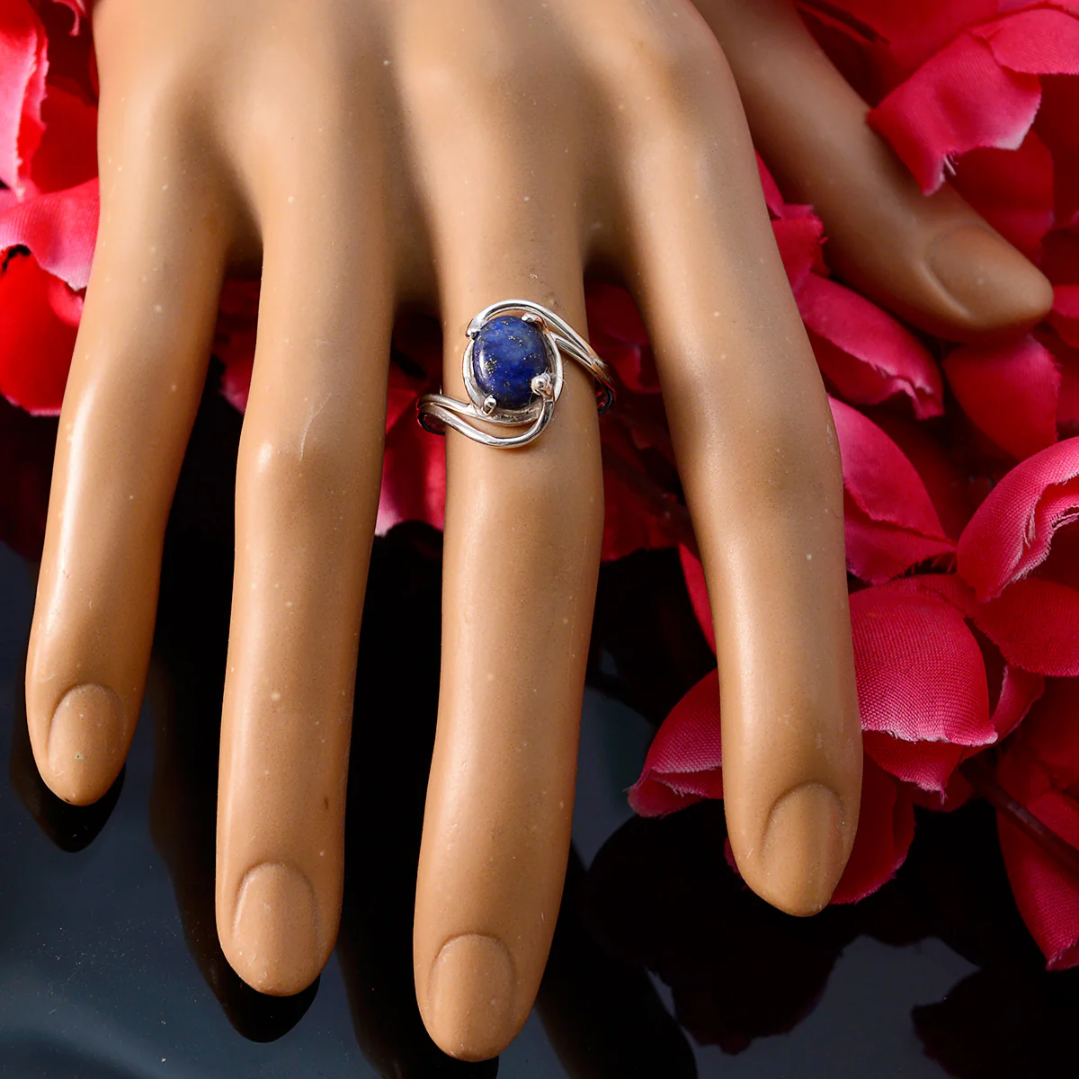 Lapis Lazuli Solitaire Turkish Sterling Silver Blue Gemstones Delicate Romantic Ring Jewellery - Image 5