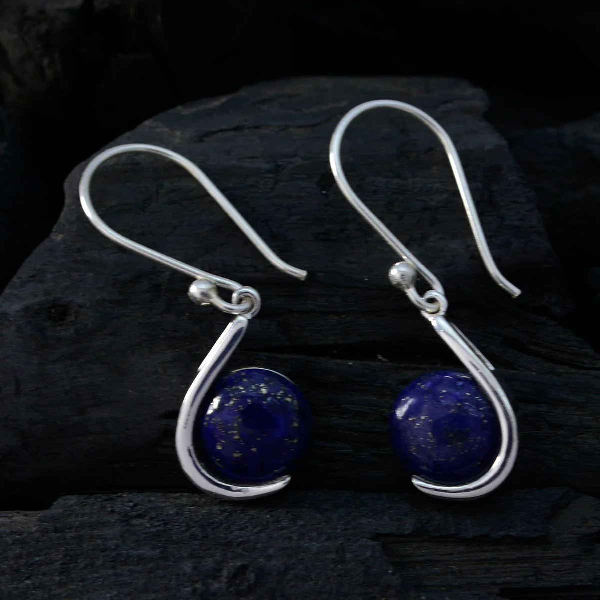 Lapis Lazuli Spanish Lorena Solitaire Dangle Blue 925 Silver Earring - Image 2
