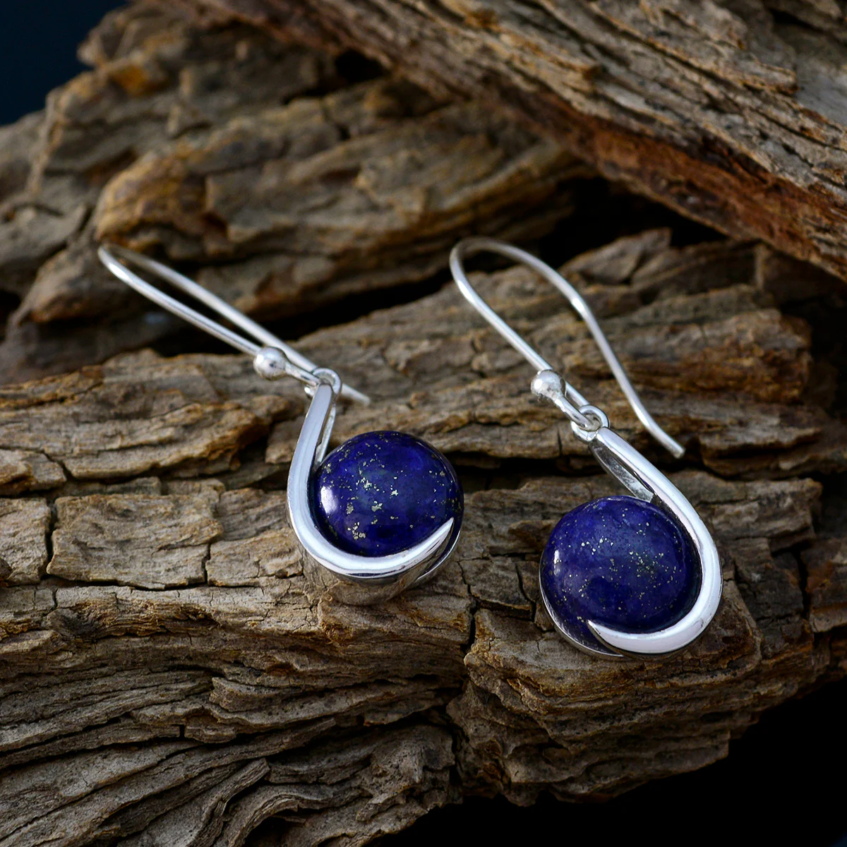 Lapis Lazuli Spanish Lorena Solitaire Dangle Blue 925 Silver Earring - Image 3