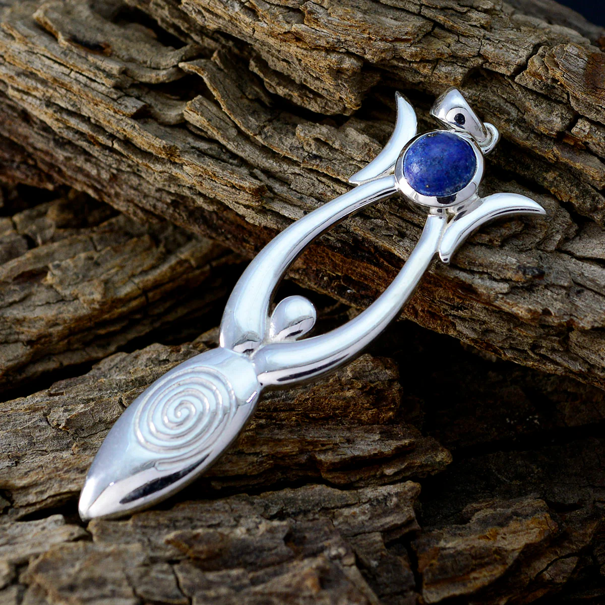 Lapis Lazuli Tiny German Sterling Silver Solitaire Emily Engagement Blue Pendant Jewellery - Image 2