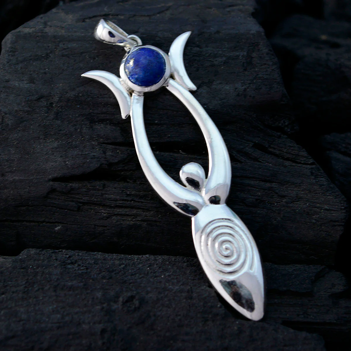 Lapis Lazuli Tiny German Sterling Silver Solitaire Emily Engagement Blue Pendant Jewellery - Image 3
