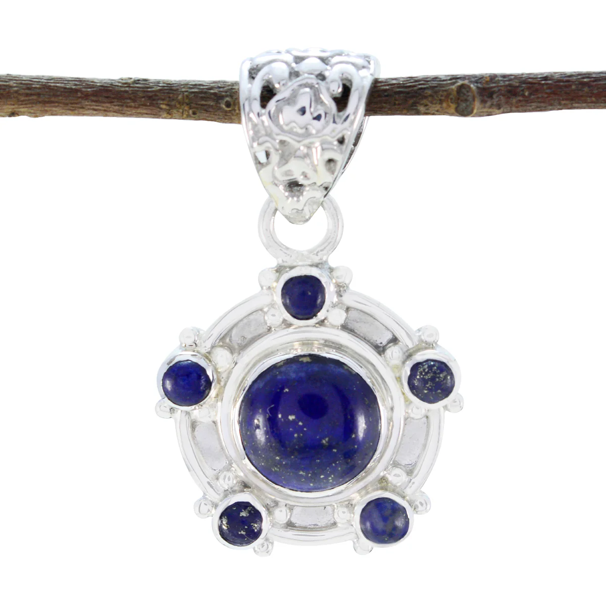 Lapis Lazuli Tiny Russian Sterling Silver multiple Luna Contemporary Blue Pendant Jewellery