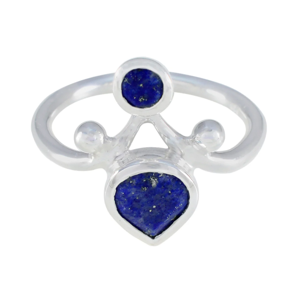 Lapis Lazuli Toi et Moi French 92.5 Silver Blue Gemstone Tiny Luxurious Ring Jewelry