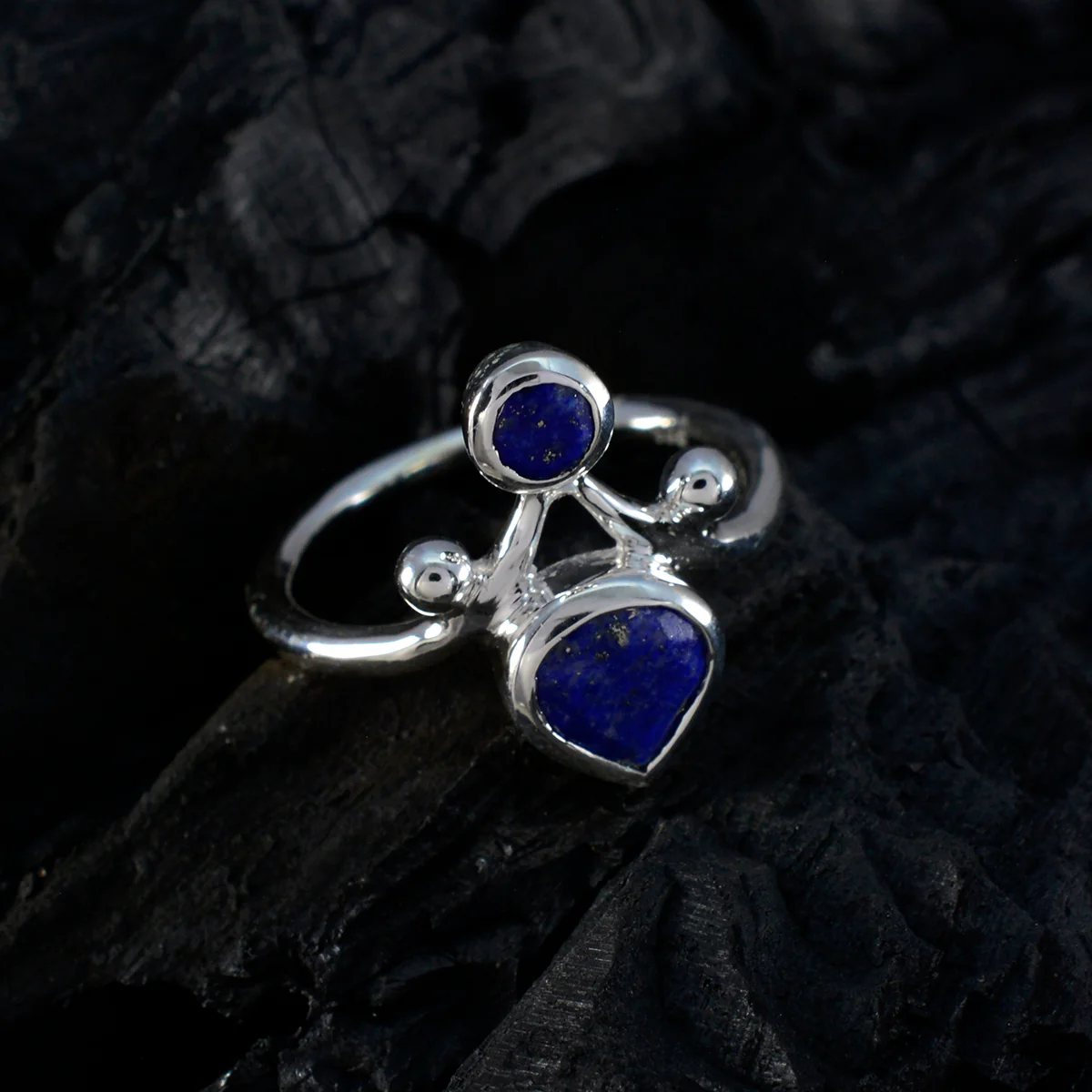 Lapis Lazuli Toi et Moi French 92.5 Silver Blue Gemstone Tiny Luxurious Ring Jewelry - Image 4