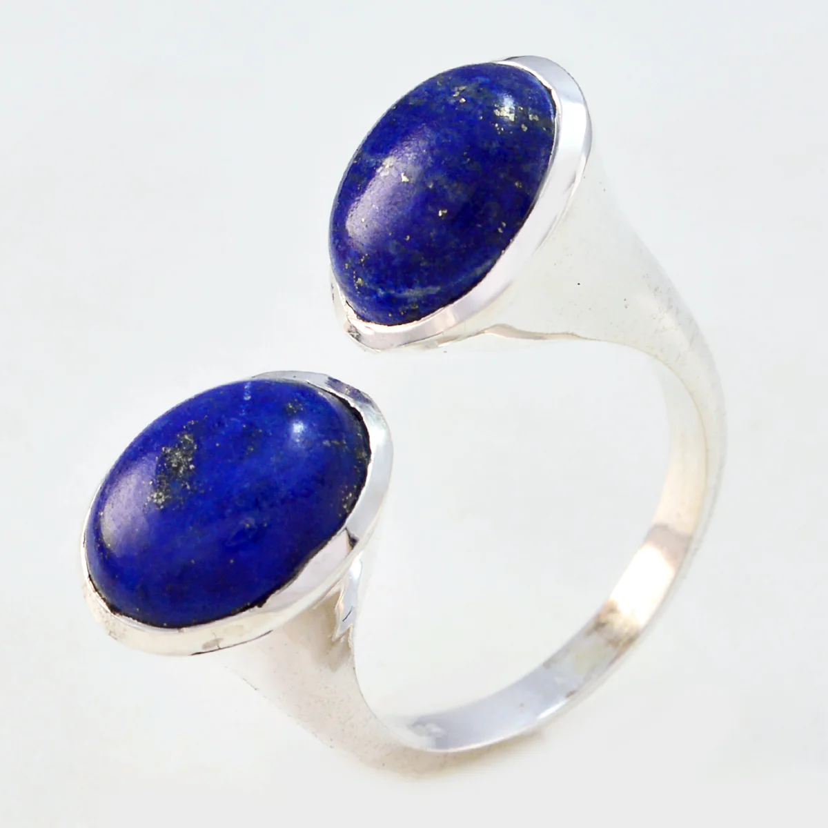 Lapis Lazuli Toi et Moi Russian 925 Silver Blue Gemstone Eye-catching Abstract Ring Jewellery
