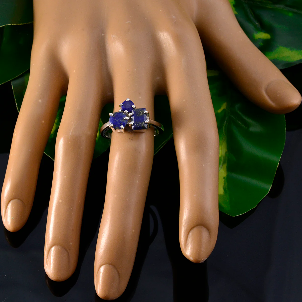 Lapis Lazuli Trilogy Egyptian 925 Sterling Silver Blue Gemstone Slim Contemporary Ring Jewelry - Image 5
