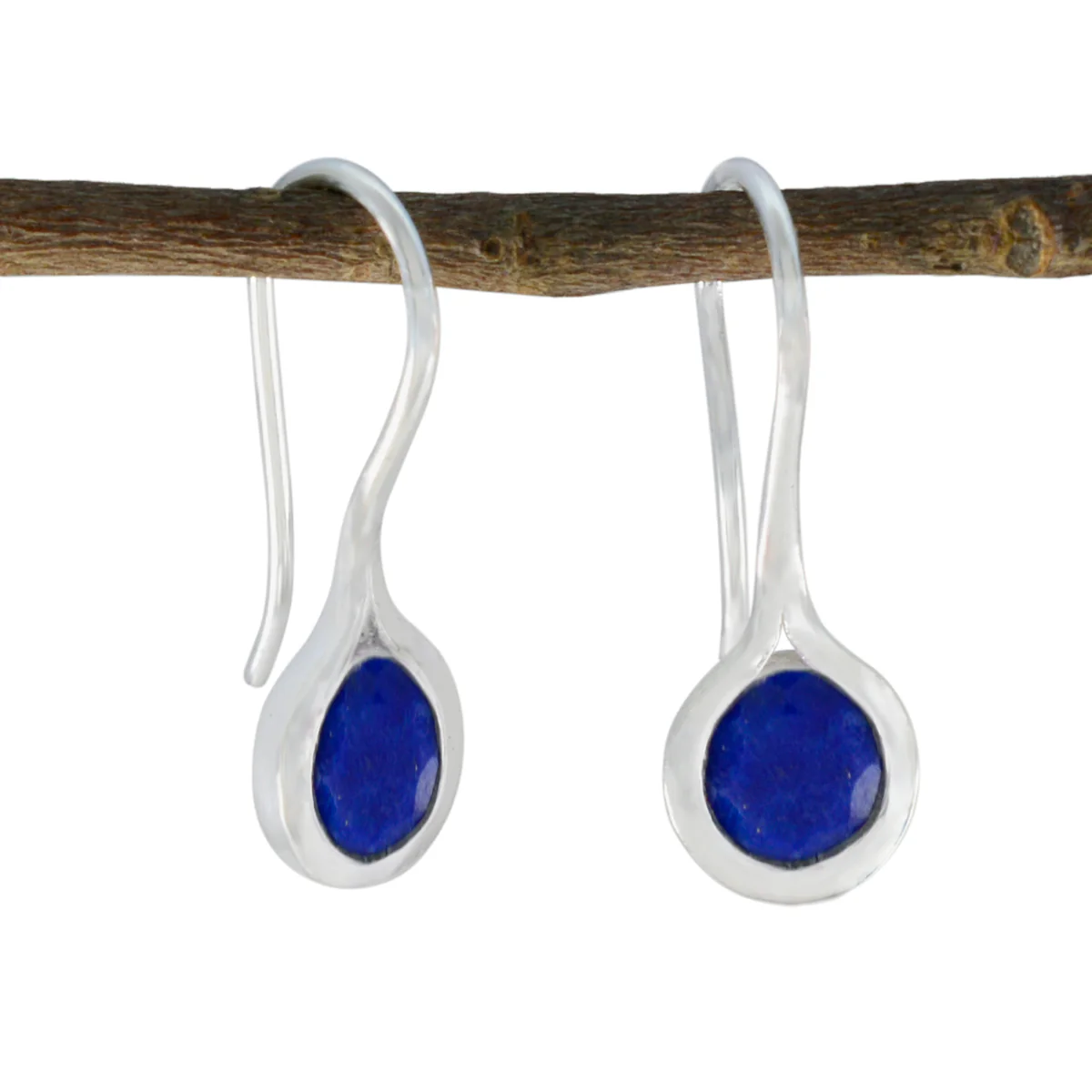 Lapis Lazuli Turkish Isla Solitaire Dangle Blue 925 Sterling Silver Earring