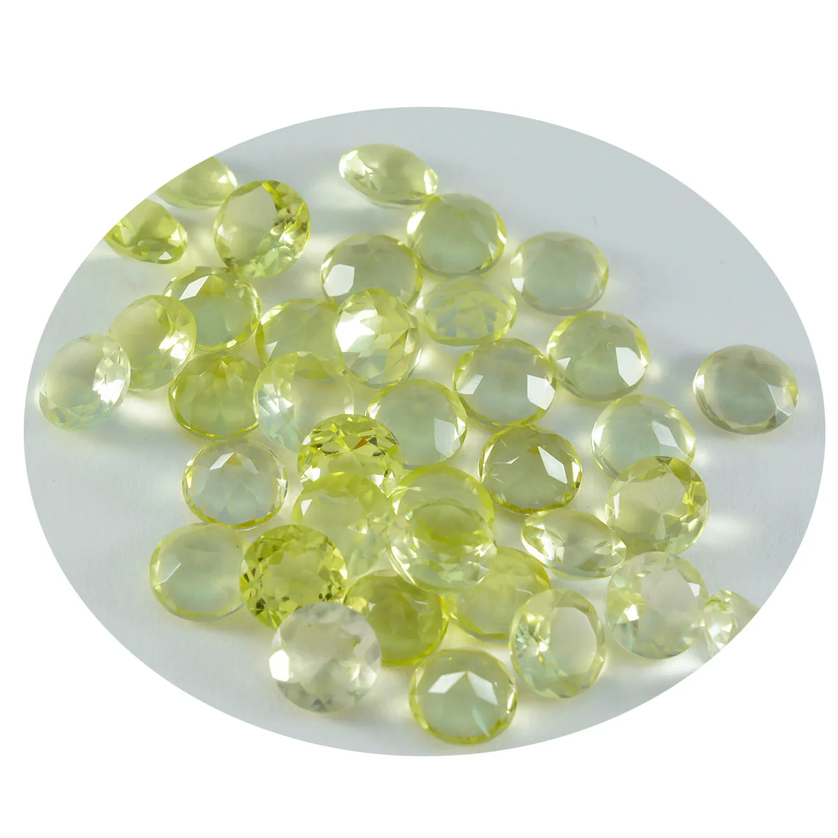 Lemon Quartz 10PC Tiny 5x5 MM Round Faceted Yellow Sparkling Semi Precious Loose Gemstone - Image 2