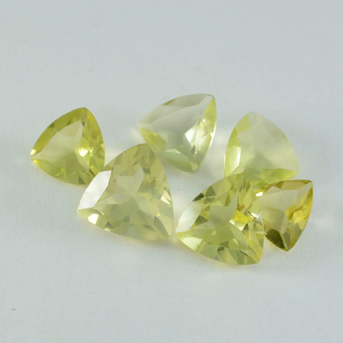 Lemon Quartz 1PC Tiny 6x6 MM Triangle Faceted Yellow Polished Semi Precious Loose Gemstones