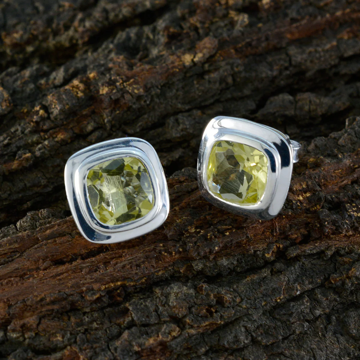 Lemon Quartz Australian Ida Solitaire Stud Yellow 92.5 Silver Earring - Image 3
