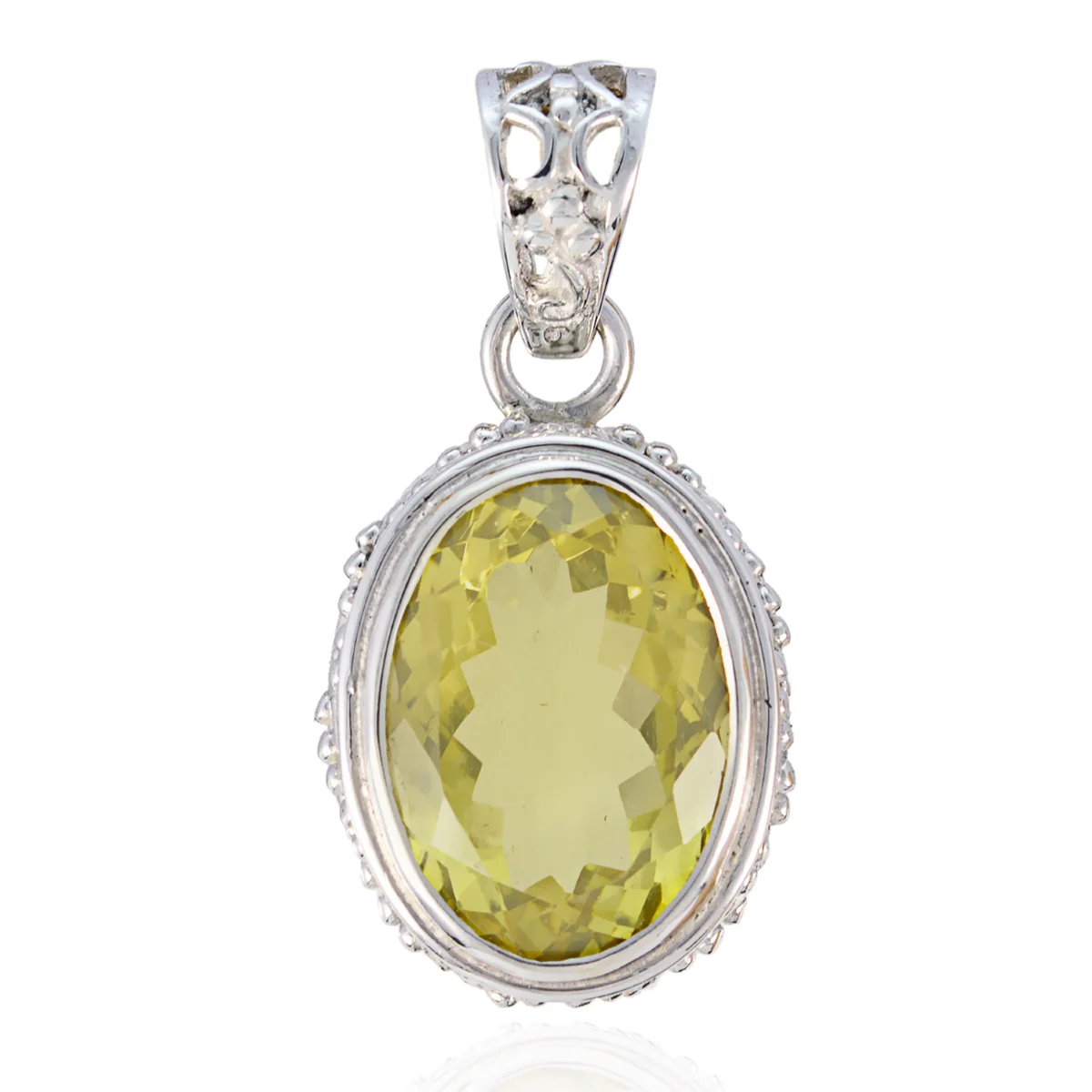 Lemon Quartz Chunky American 92.5 Silver Solitaire Agnes Artisan Yellow Pendant Jewellery - Image 2