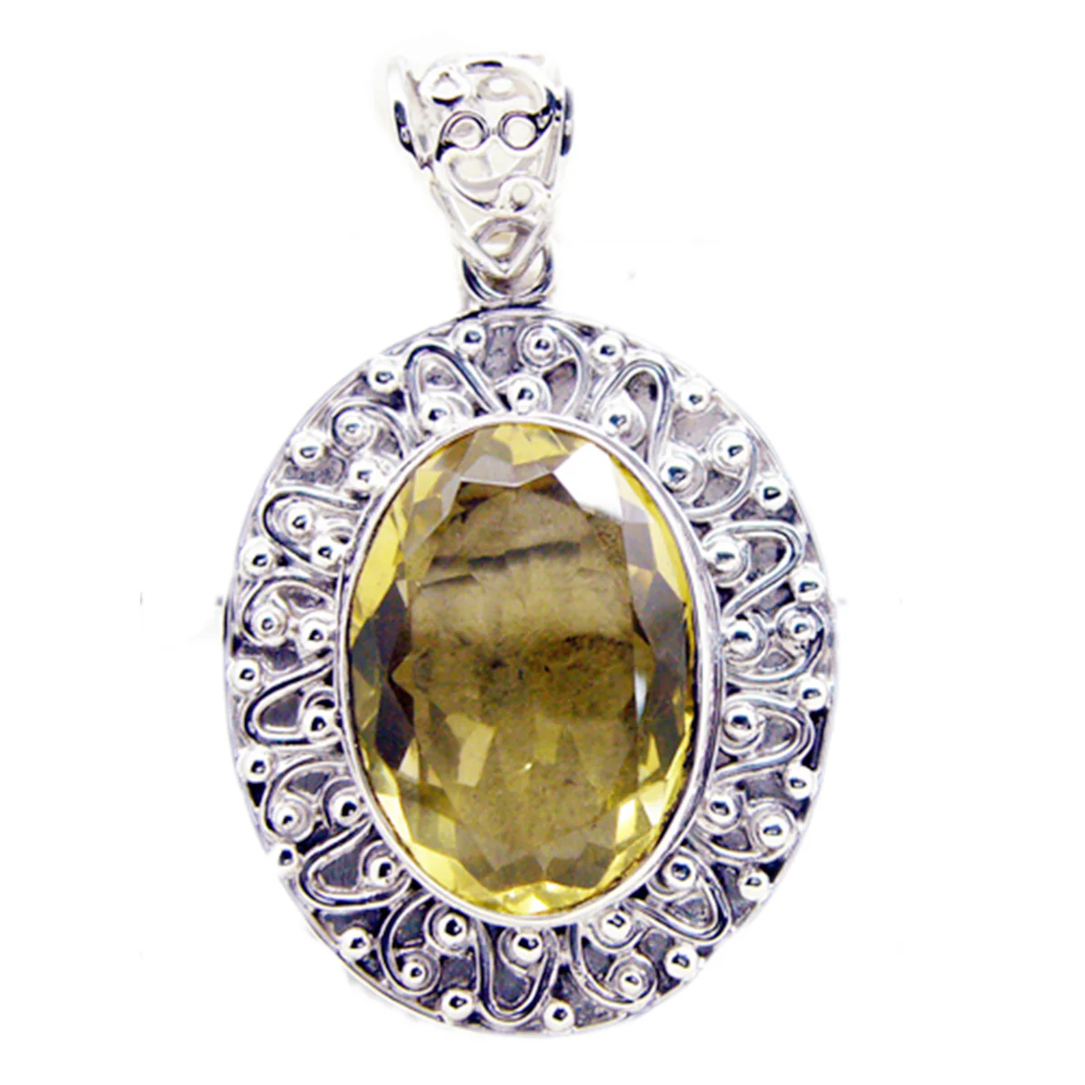 Lemon Quartz Chunky American 925 Silver Solitaire Pauline Rope-Wire Yellow Pendant Jewelry - Image 2