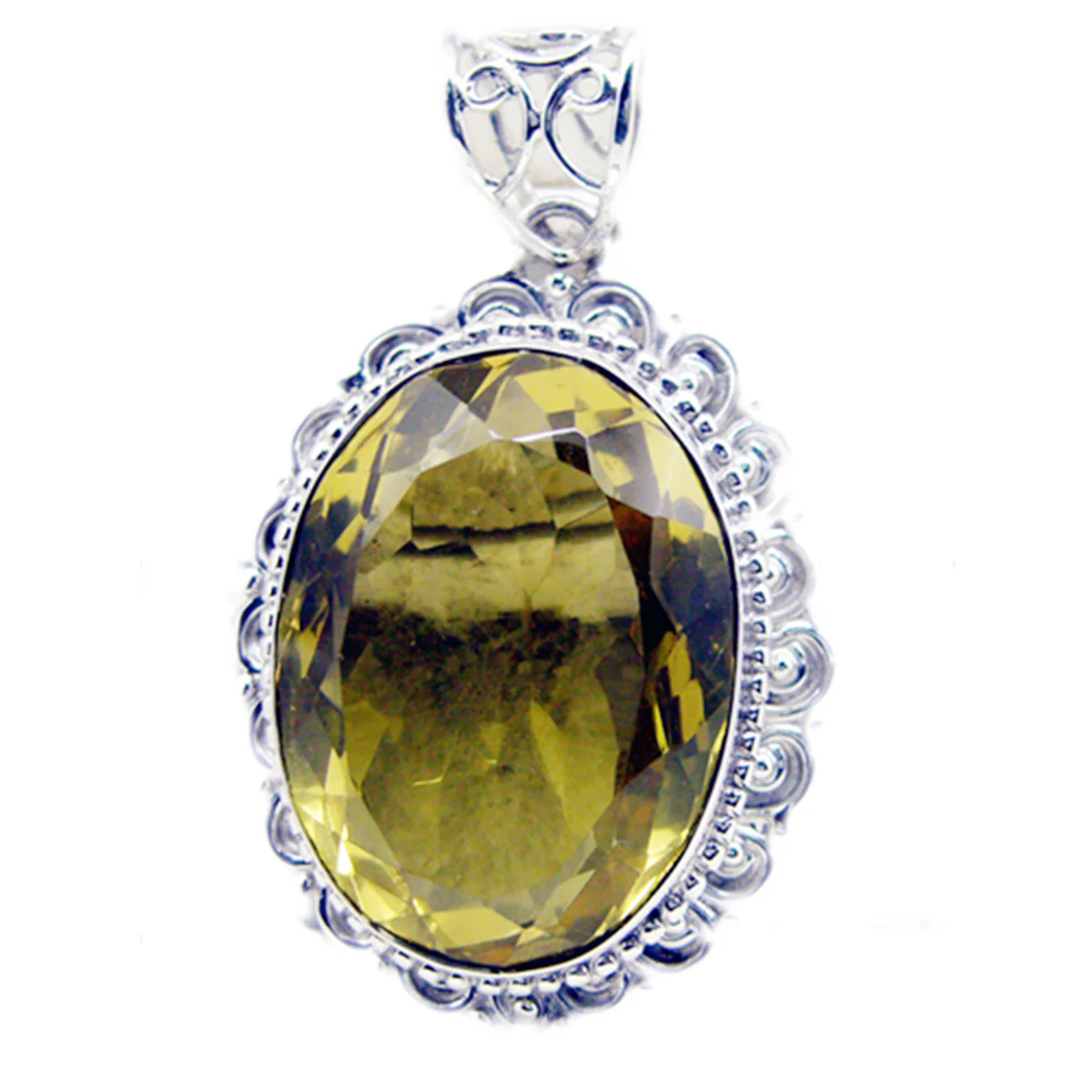 Lemon Quartz Chunky Turkish Sterling Silver Solitaire Olivia Rope-Wire Yellow Pendant Jewellery - Image 2