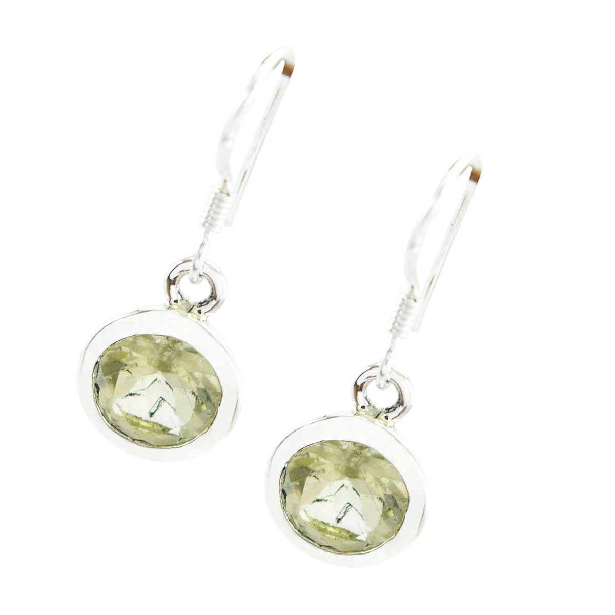 Lemon Quartz Egyptian Camilla Solitaire Dangle Yellow Silver Earring - Image 2
