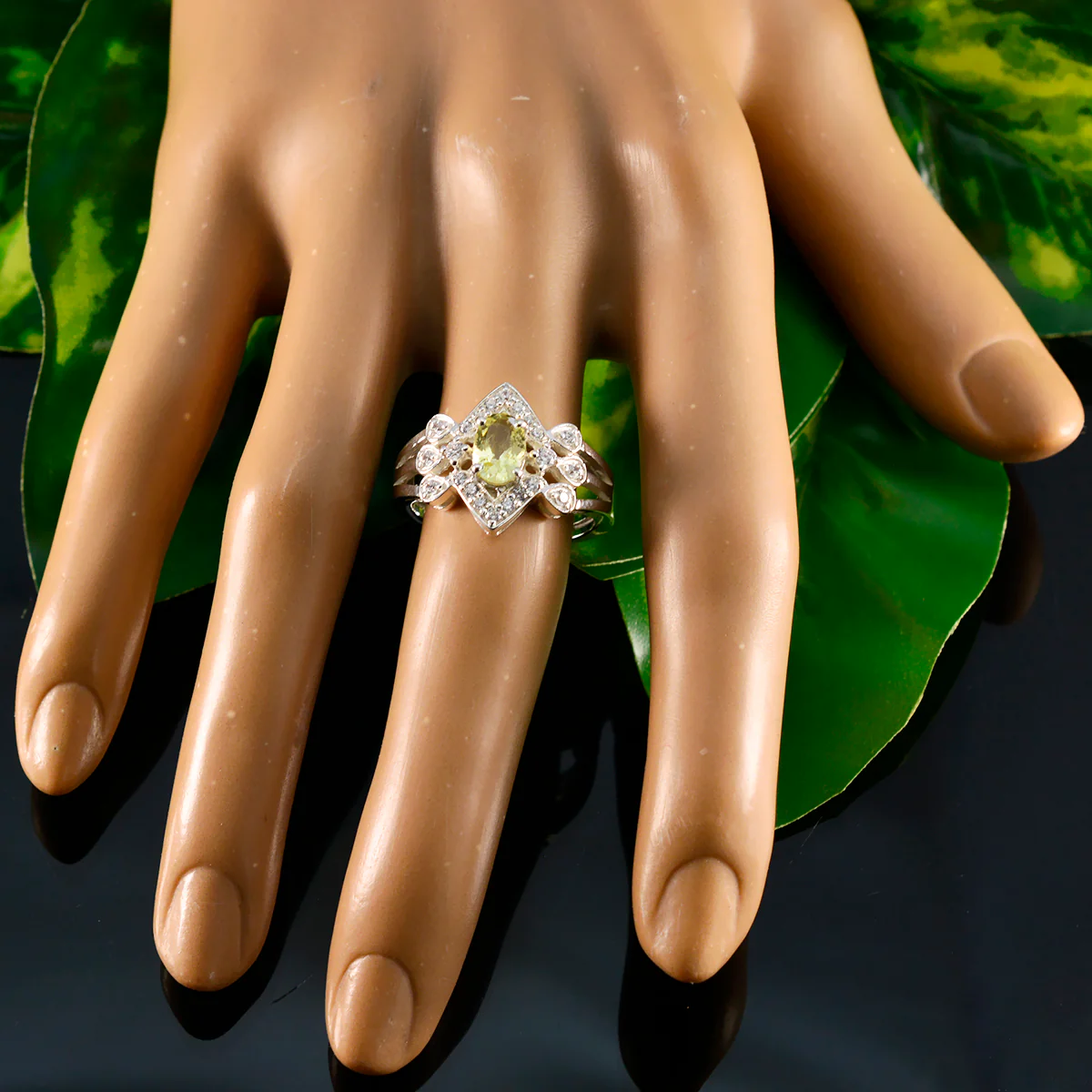 Lemon Quartz Halo Russian Sterling Silver Yellow Gemstones Tiny Love Ring Jewellery - Image 5