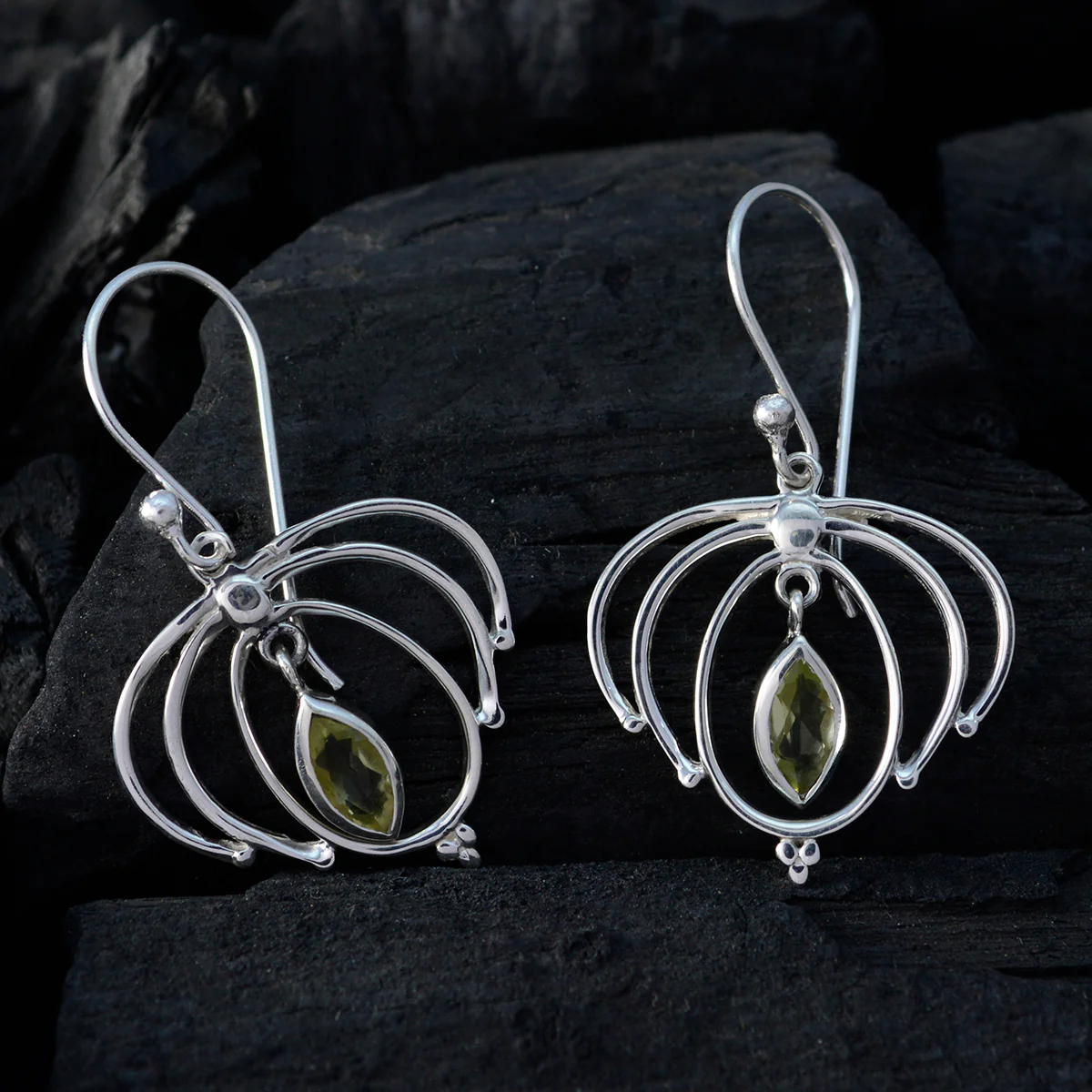 Lemon Quartz Korean Chloe Solitaire Dangle Yellow 925 Silver Earring - Image 2