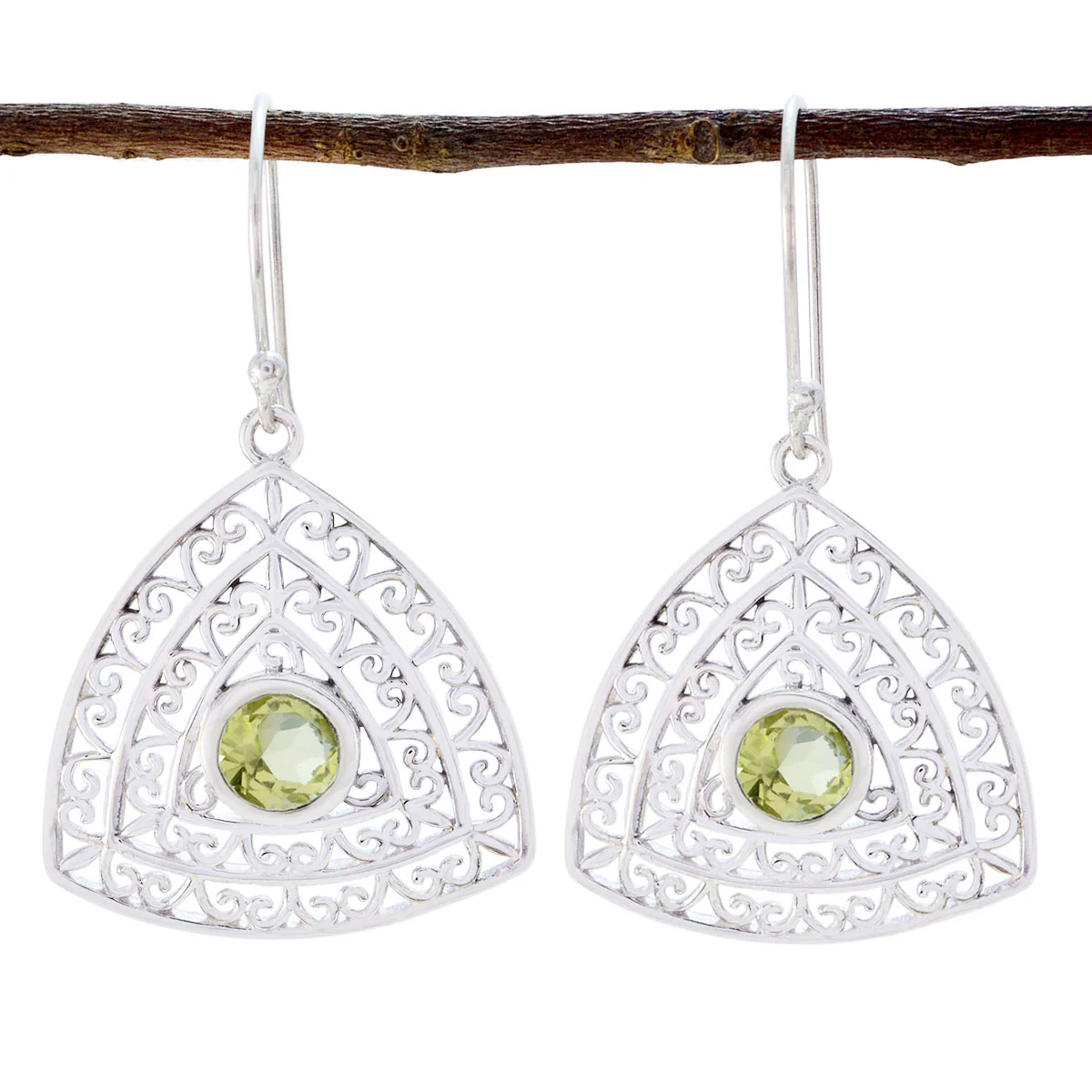 Lemon Quartz Latin American Emilia Solitaire Dangle Yellow 92.5 Silver Earring