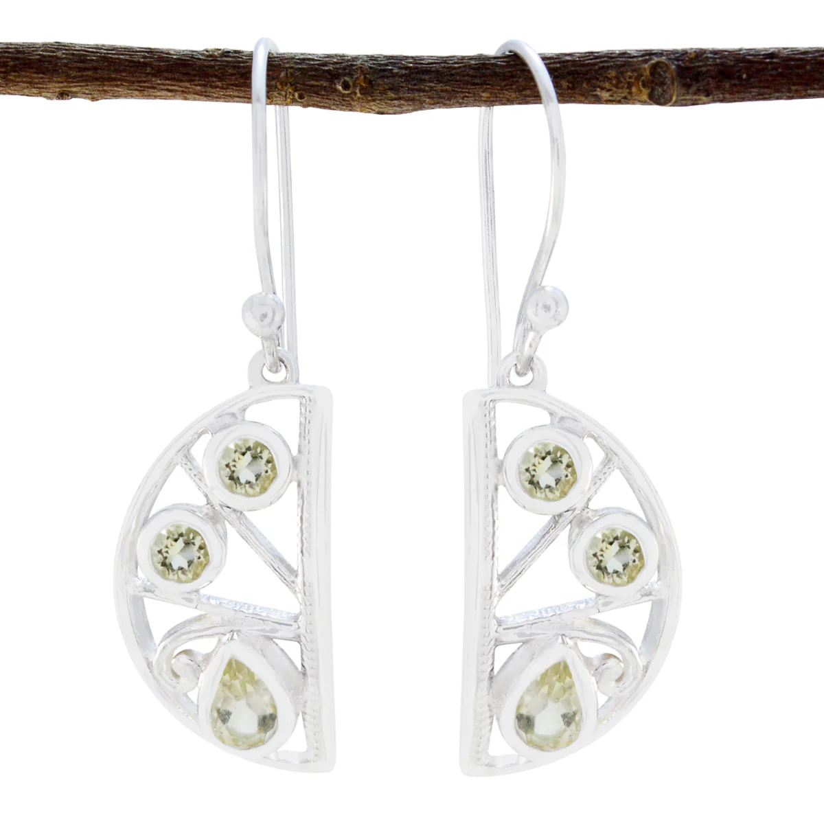 Lemon Quartz Mexican Aurora multiple Dangle Yellow 925 Sterling Silver Earring