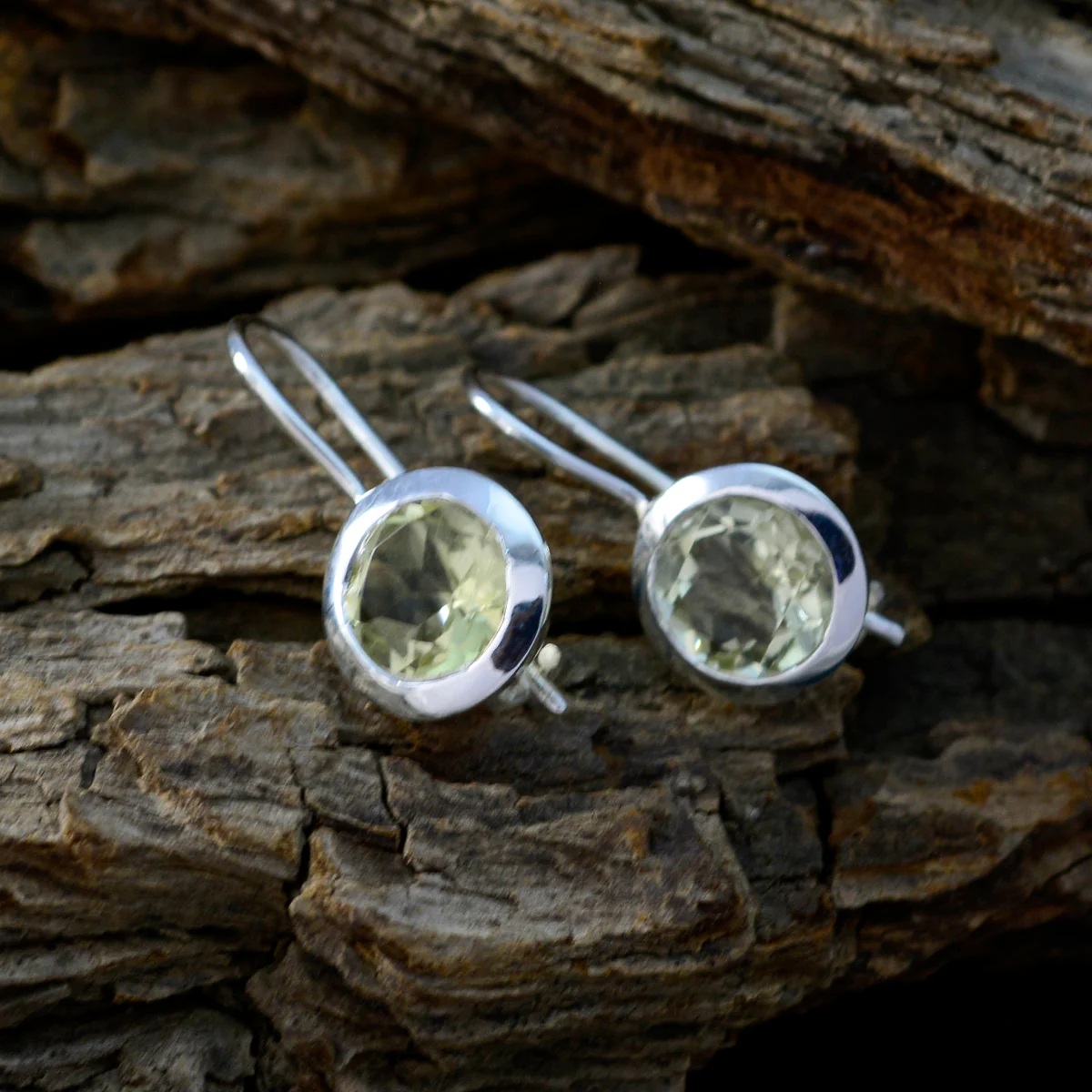 Lemon Quartz Middle Eastern Bianca Solitaire Dangle Yellow 925 Silver Earring - Image 3