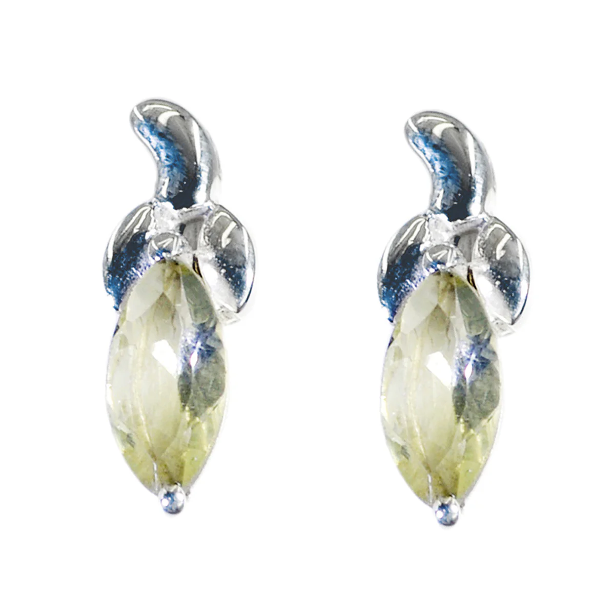 Lemon Quartz Middle Eastern Harper Solitaire Stud Yellow 92.5 Silver Earring