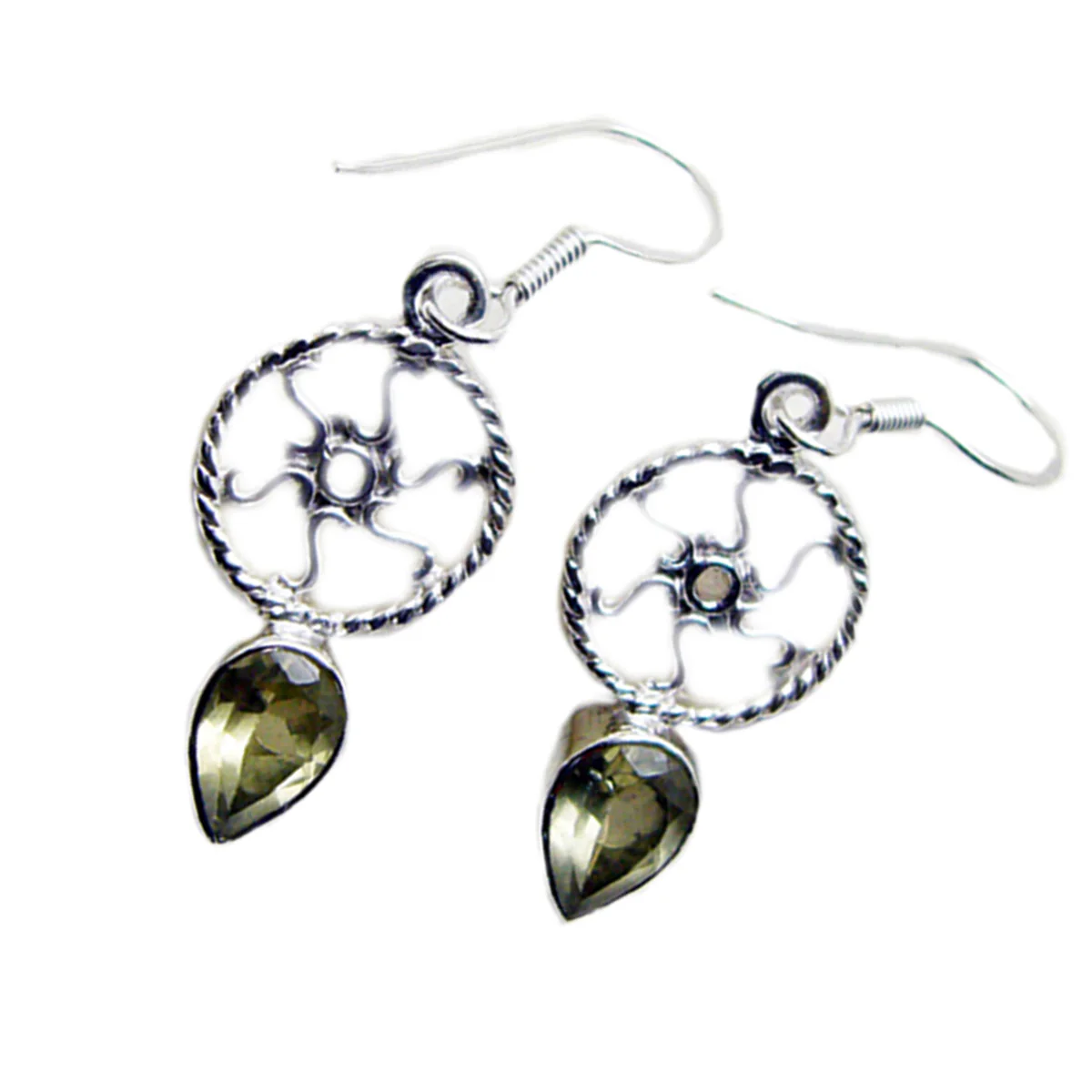 Lemon Quartz Moroccan Camila multiple Dangle Yellow Sterling Silver Earring - Image 2