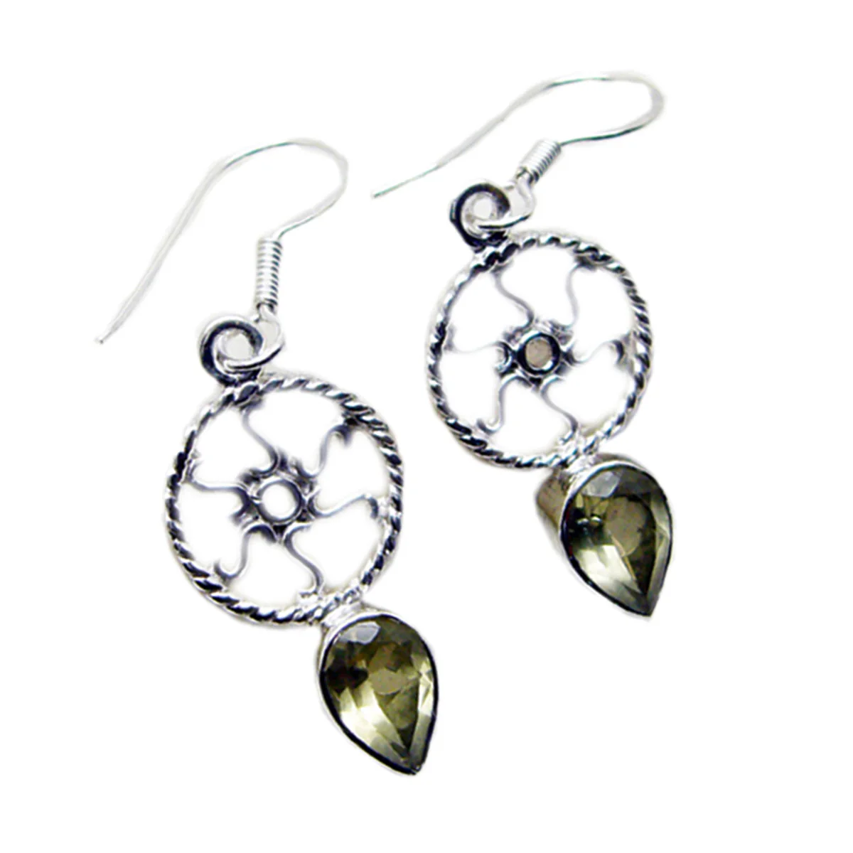 Lemon Quartz Moroccan Camila multiple Dangle Yellow Sterling Silver Earring - Image 3