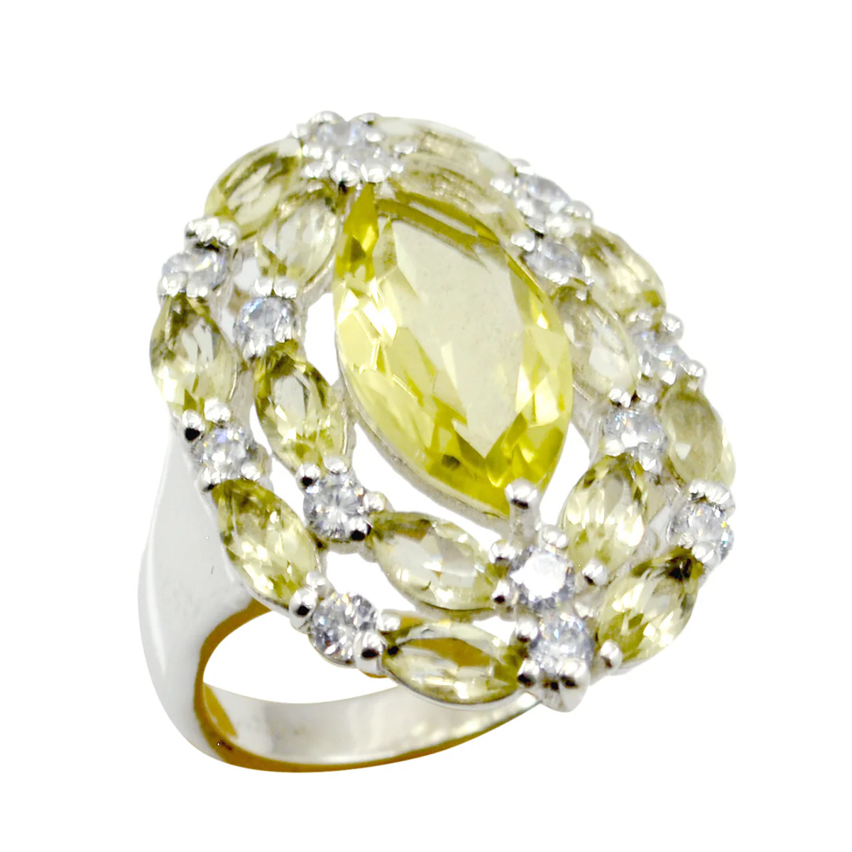 Lemon Quartz multiple African Silver Yellow Gems Essential  Abstract Ring Jewelry - Image 2