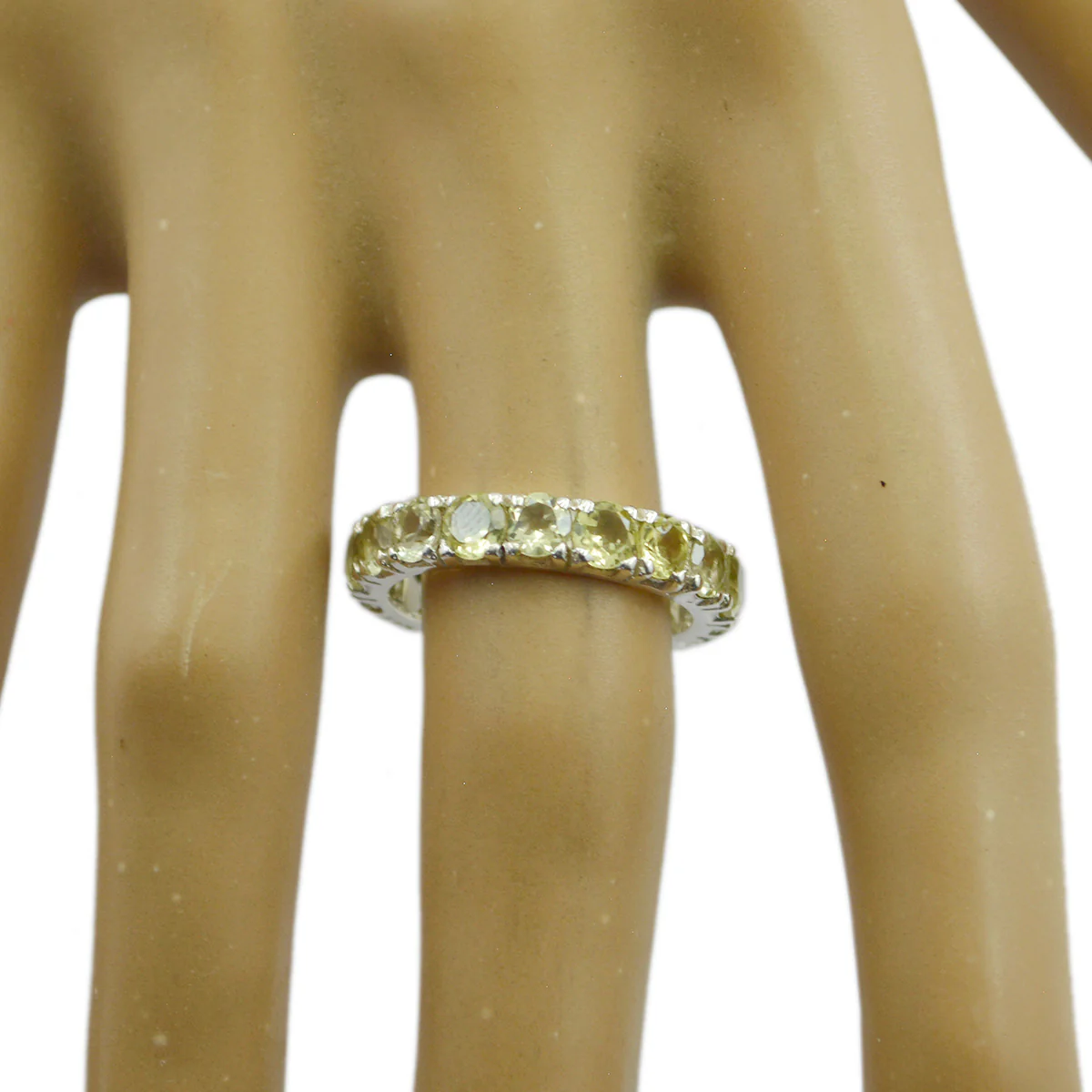 Lemon Quartz multiple American 925 Sterling Silver Yellow Gems Delicate Eternity Band Jewellery - Image 3