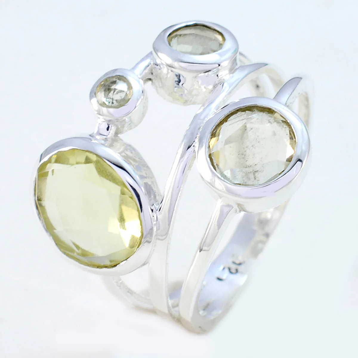 Lemon Quartz quarter French 925 Silver Yellow Gemstone Minimal Glamorous Ring Jewellery - Image 2