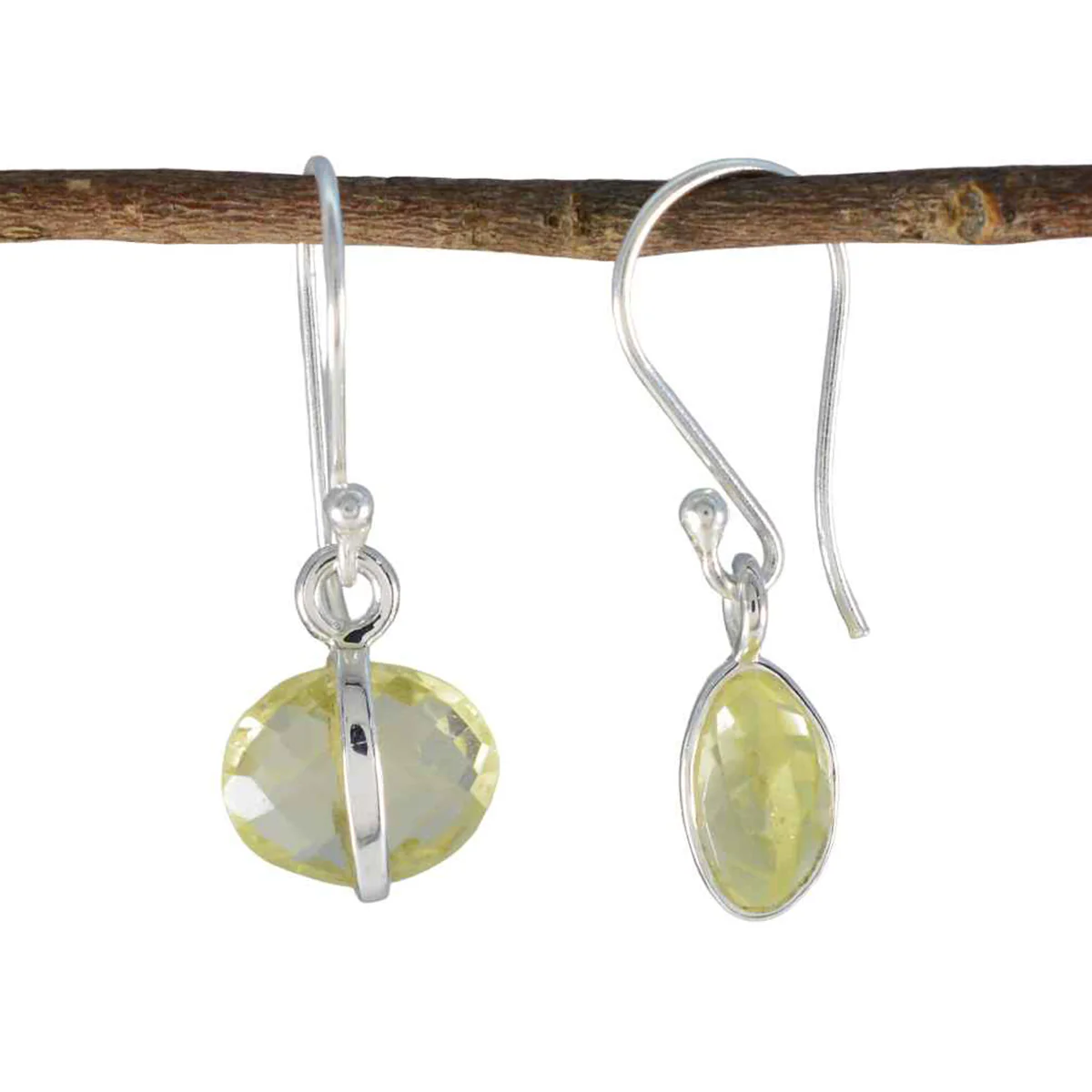 Lemon Quartz Russian Lucy Solitaire Dangle Yellow 92.5 Silver Earring