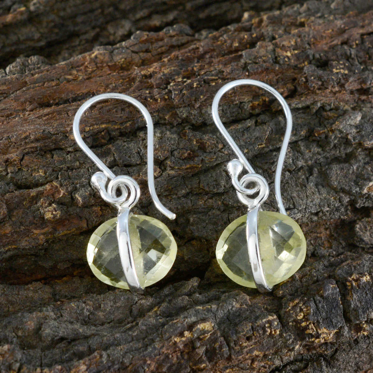 Lemon Quartz Russian Lucy Solitaire Dangle Yellow 92.5 Silver Earring - Image 3