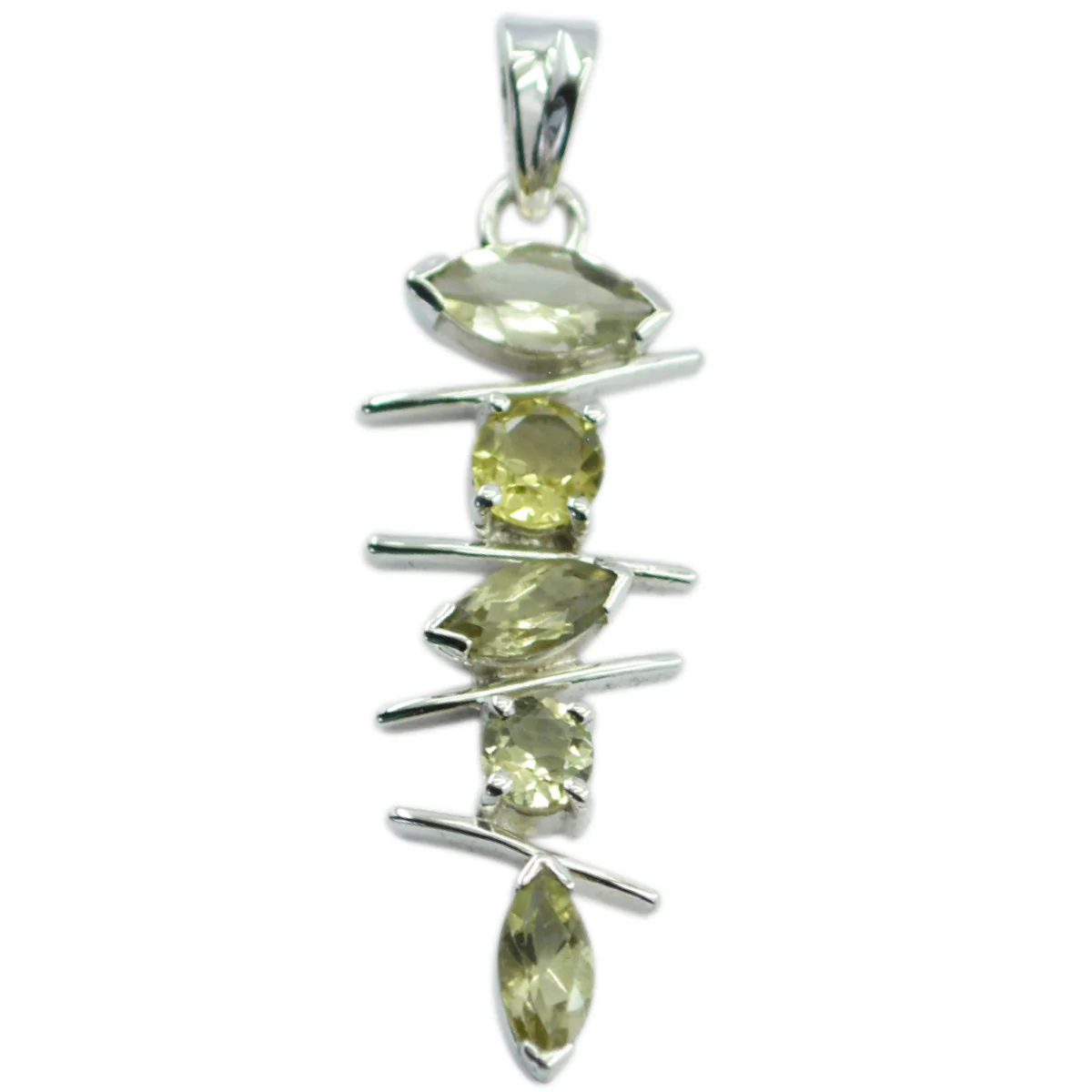 Lemon Quartz Slim American 92.5 Silver Penta Carolina Eternity Yellow Pendant Jewellery