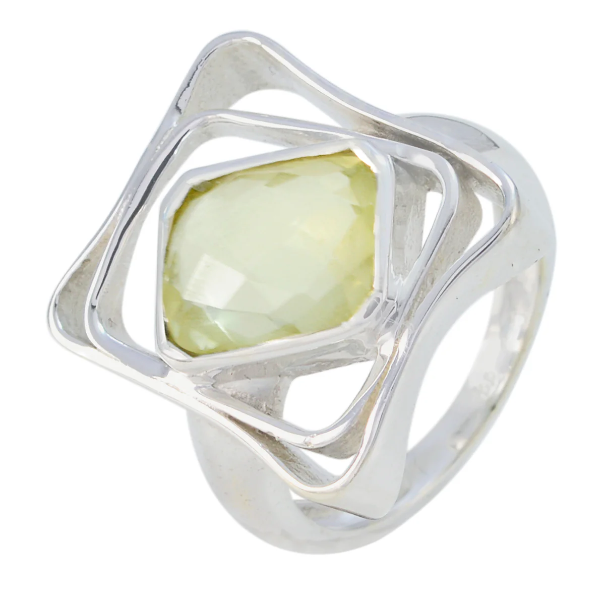 Lemon Quartz Solitaire African 92.5 Silver Yellow Gems Mid-weight Signet Ring Jewellery - Image 2