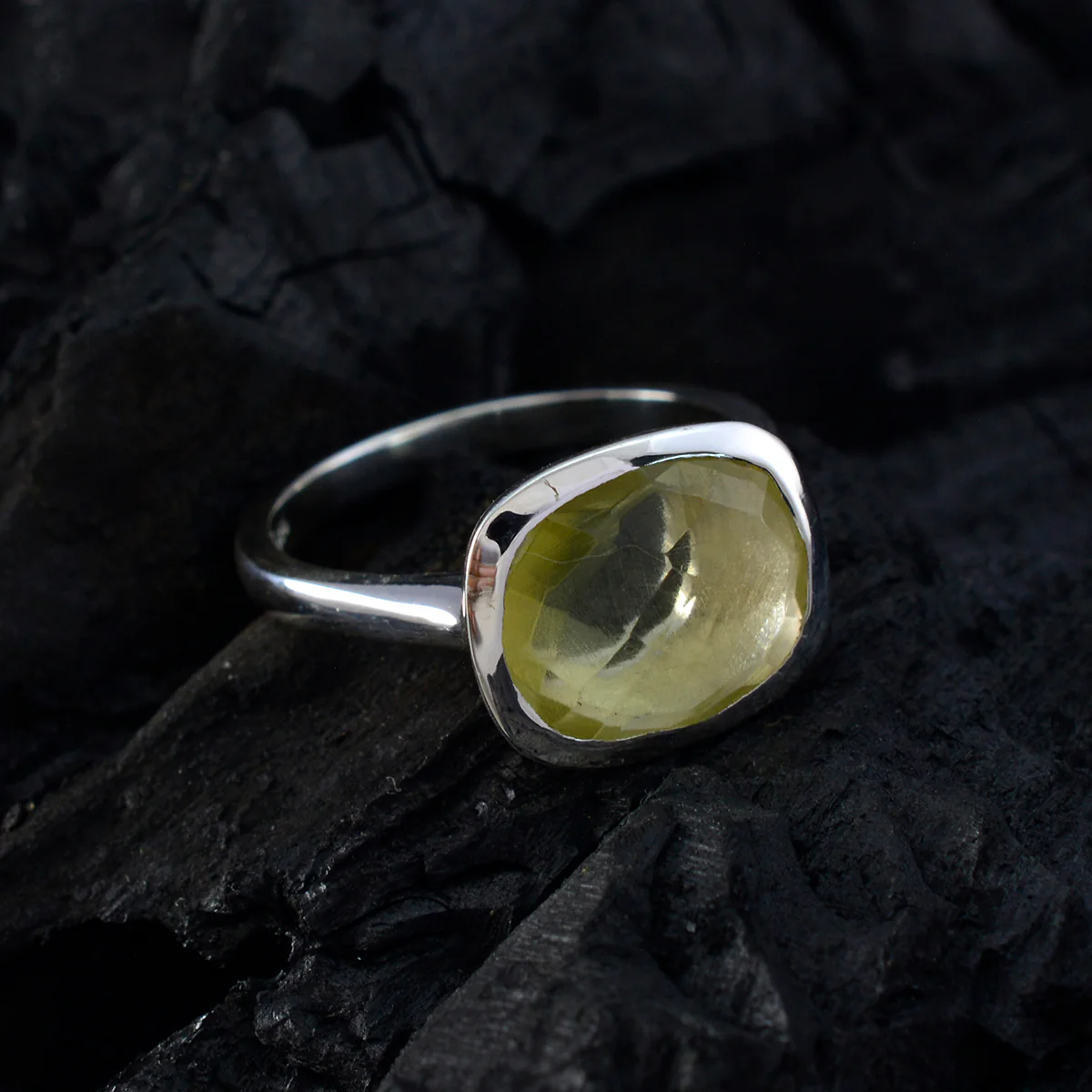 Lemon Quartz Solitaire African 925 Silver Yellow Gems Minimal Fairytale Ring Jewelry - Image 4