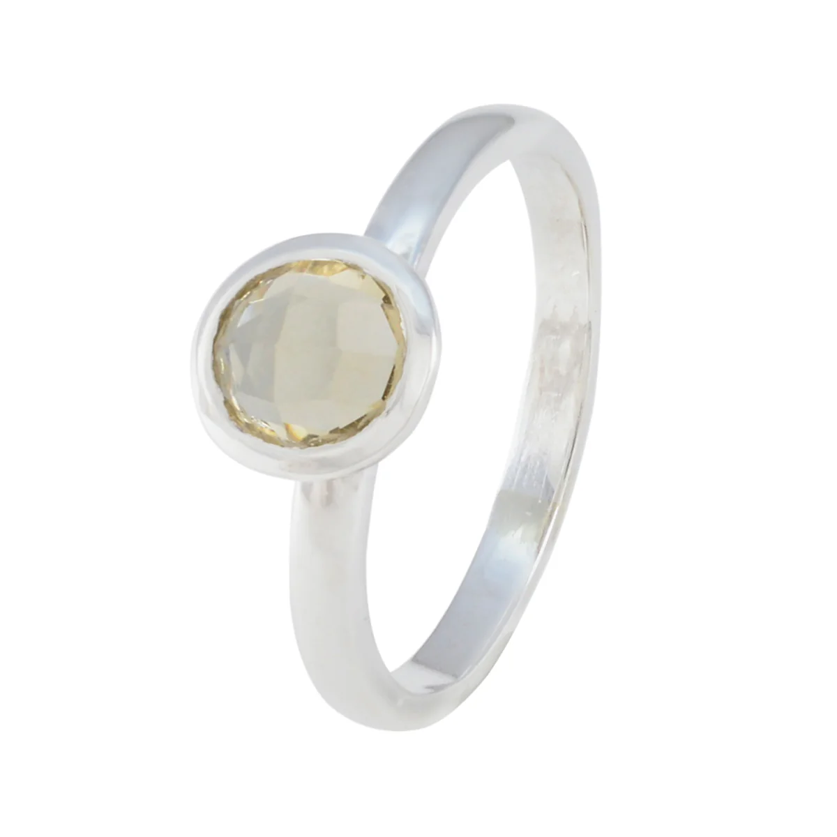Lemon Quartz Solitaire American 92.5 Silver Yellow Gemstones Dainty Trendy Ring Jewellery - Image 2