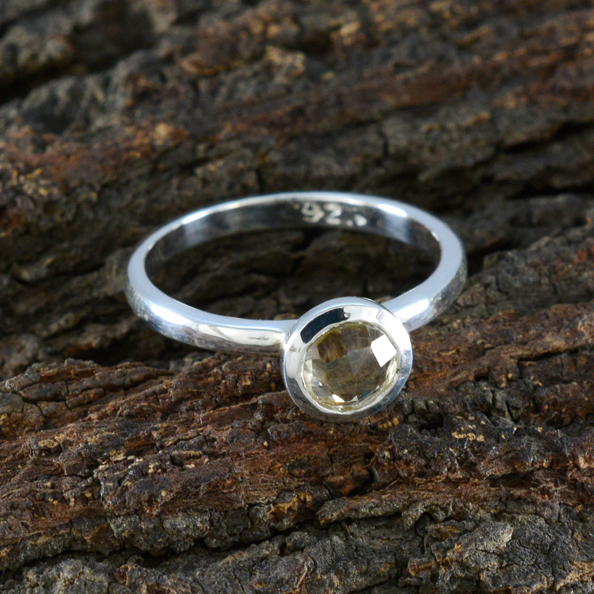 Lemon Quartz Solitaire American 92.5 Silver Yellow Gemstones Dainty Trendy Ring Jewellery - Image 3