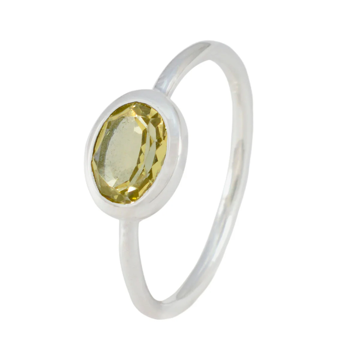 Lemon Quartz Solitaire American 92.5 Silver Yellow Gemstones Elegant Feminine Ring Jewellery - Image 2