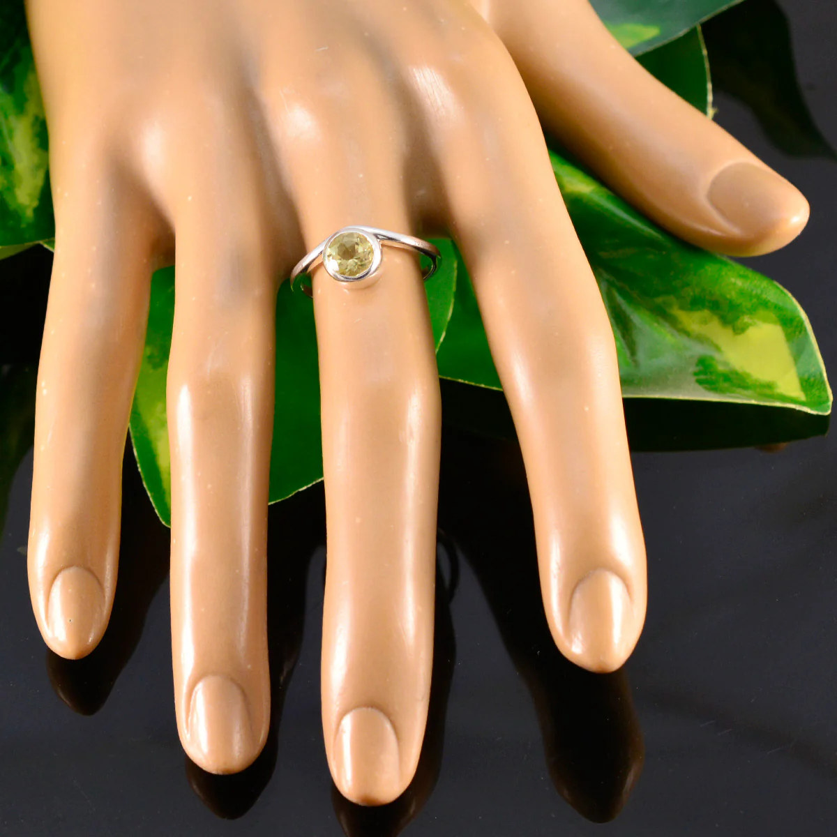 Lemon Quartz Solitaire American 925 Silver Yellow Gemstones Delicate Sophisticated Ring Jewelry - Image 5