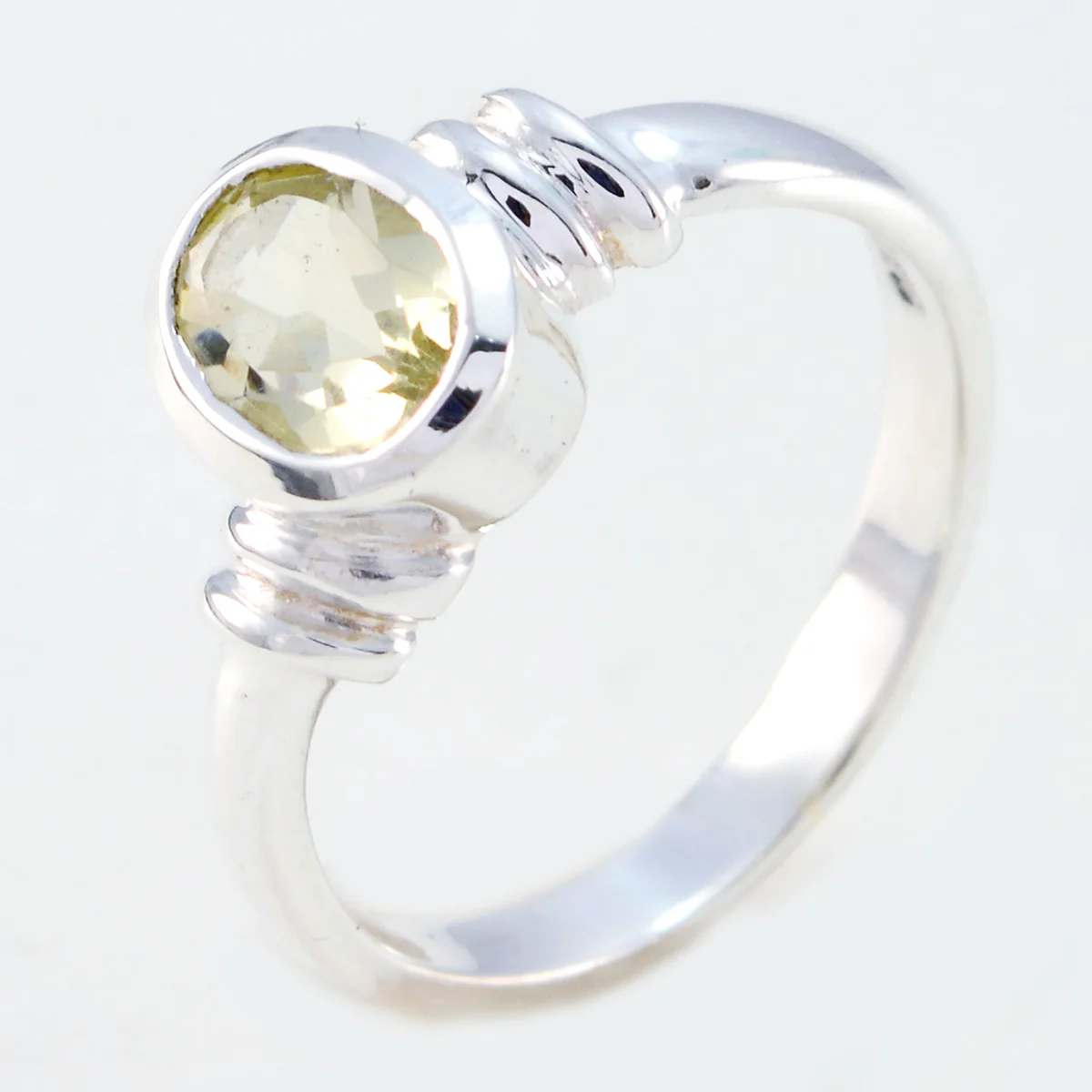 Lemon Quartz Solitaire American 925 Sterling Silver Yellow Gems Delicate Fairytale Ring Jewelry - Image 2