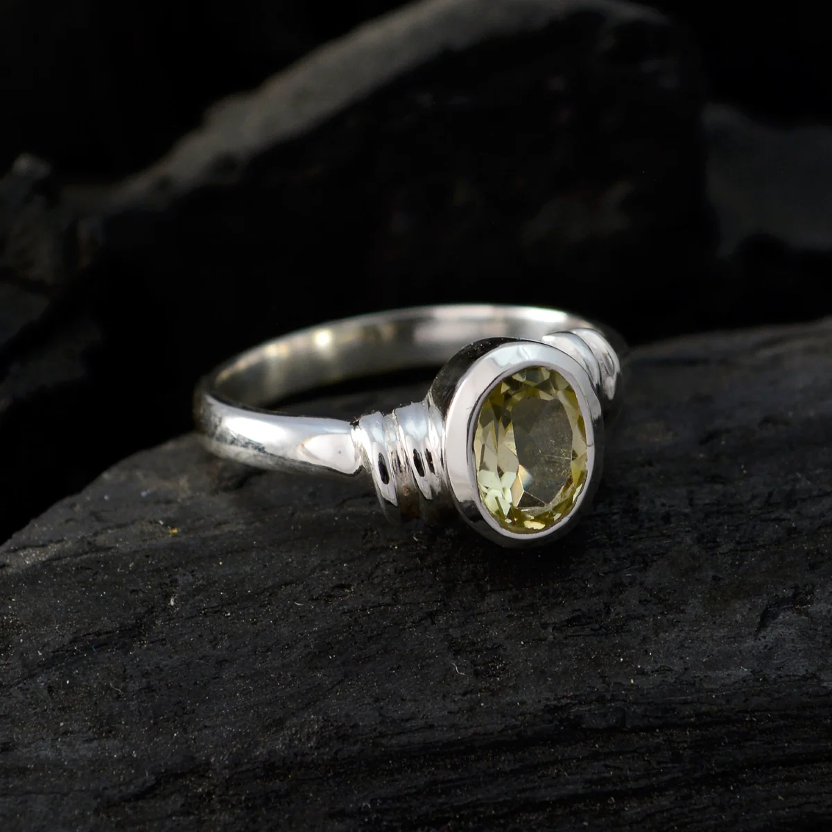 Lemon Quartz Solitaire American 925 Sterling Silver Yellow Gems Delicate Fairytale Ring Jewelry - Image 4
