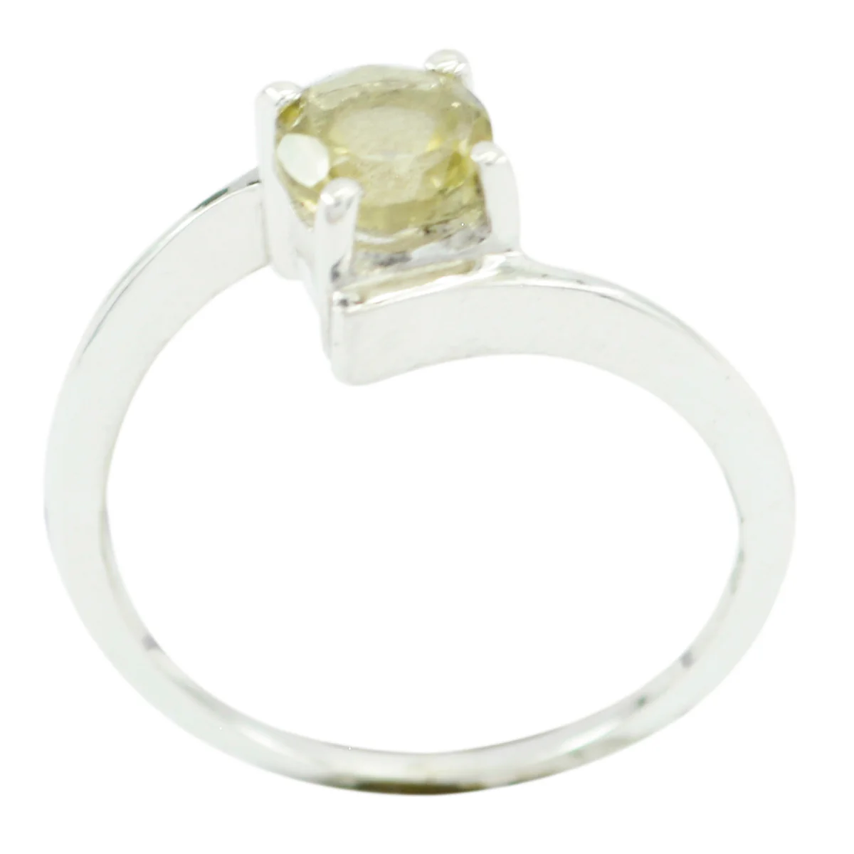 Lemon Quartz Solitaire American Sterling Silver Yellow Gemstone Dainty Contemporary Ring Jewellery - Image 2