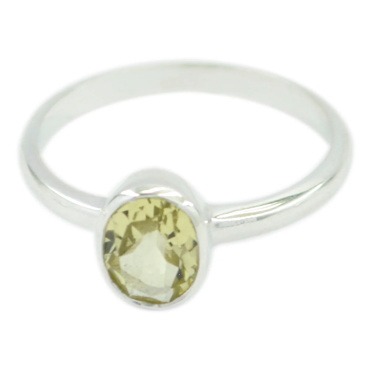 Lemon Quartz Solitaire American Sterling Silver Yellow Gemstones Delicate Fairytale Ring Jewelry