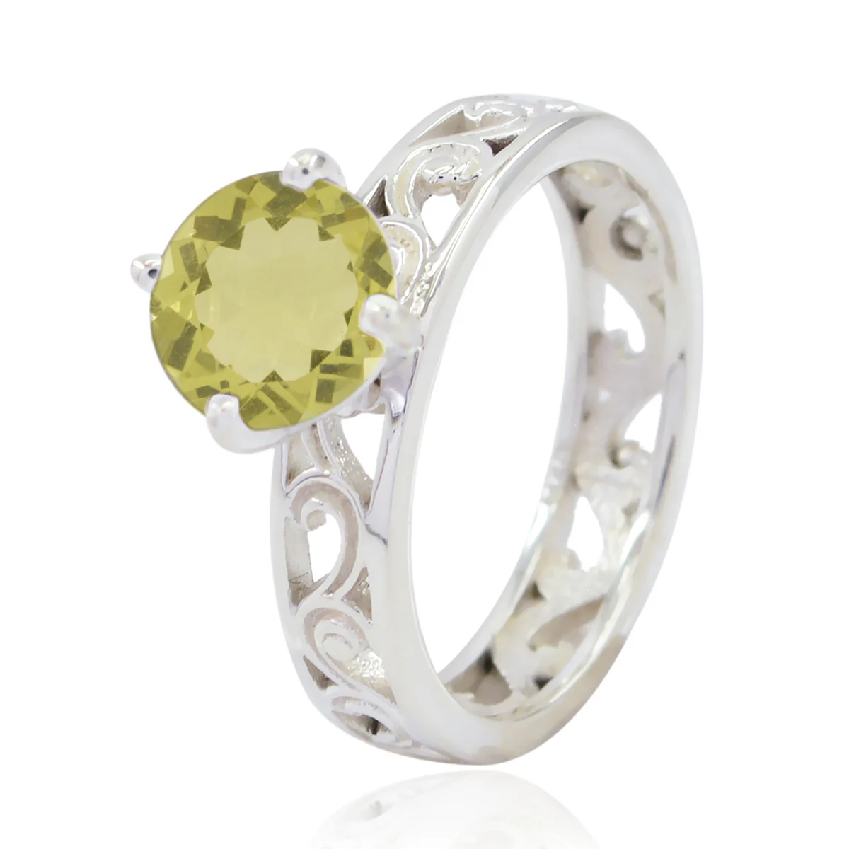 Lemon Quartz Solitaire Australian 925 Silver Yellow Gemstones Slim Filigree Ring Jewellery - Image 3