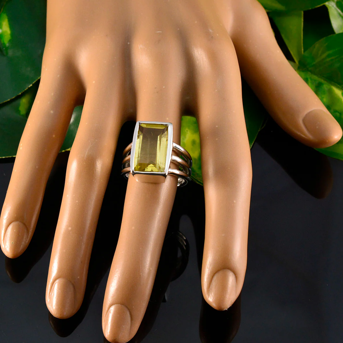 Lemon Quartz Solitaire Egyptian 92.5 Silver Yellow Gems Essential Trendy Ring Jewelry - Image 5