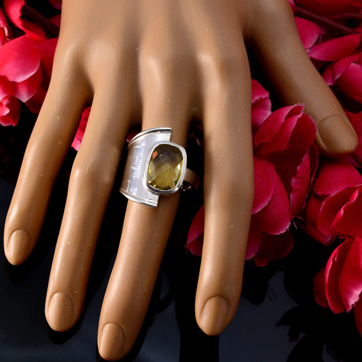 Lemon Quartz Solitaire Egyptian 92.5 Silver Yellow Gemstone Versatile Armor Ring Jewellery - Image 5
