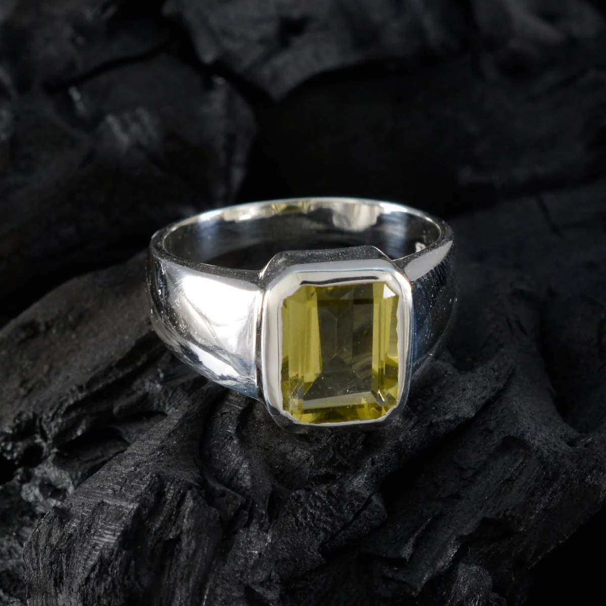 Lemon Quartz Solitaire Egyptian Sterling Silver Yellow Gemstones Mid-weight Signet Ring Jewellery - Image 5